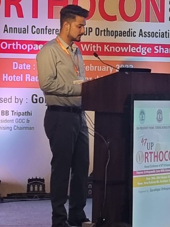 Dr. Shivam Rampal speaking at the 47th UP ORTHOCON, the UP Orthopaedic Association annual conference